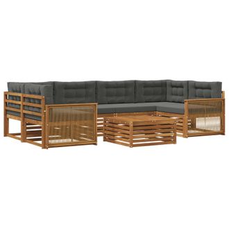 vidaXL Conjunto De Sof&aacute;s De Exterior 7 Uds. Natural Y Antracita Vidaxl
