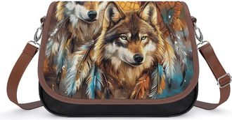 Generic Dreamcatcher1 Wolf Eagle1 Small Womens Crossbody Bags Shoulder Handbag with Adjustable Strap for Travel