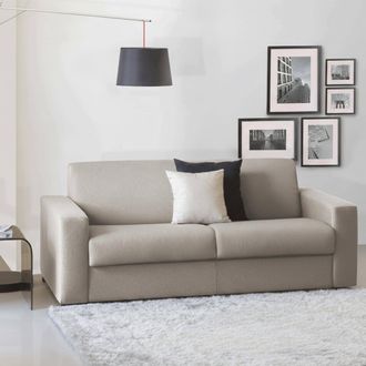 Dmora Talamo Italia - Sofa Cama Alicia, Sof&aacute; De 3 Plazas, 100% Made In Italy, Sof&aacute; De Sal&oacute;n Con Apertura Giratoria, En Tela Acolchada, Con Reposabrazos Delg