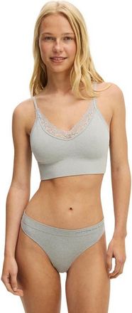 Cotton On Womens Seamless Longline Lace Trim Bralette in Grey Marle at Nordstrom, Size X-Large