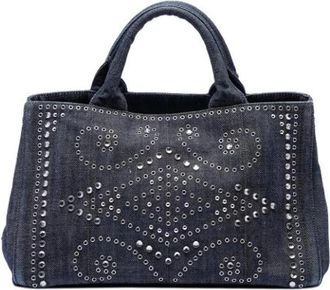 Prada Pre-owned Canapa Tote - Dames - Vintage Shopper - Grijs - ONE Size - Denim - Vintage
