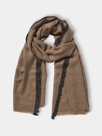 Me&K Cashmere Border-Stripe Scarf (78.5in/2m)