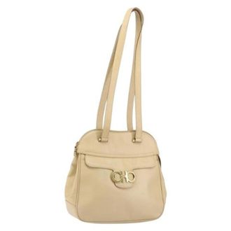 Ferragamo Pre-owned Shoulder Bags, female, Beige, Size: ONE SIZE Pre-owned Leather shoulder-bags