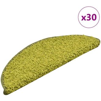 vidaXL Tapetes Para Escaleras 30 Uds 56x17x3 Cm Verde Semicircular Vidaxl