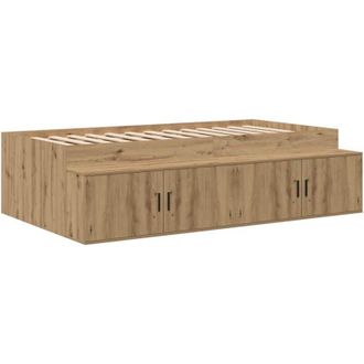 vidaXL Estructura De Cama Con Caj&oacute;n Roble Artesanal 90 X 190 Cm