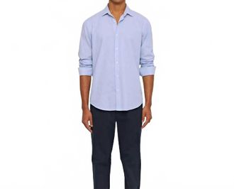 Orlebar Brown Giles Chainstitch Shirt In Ice Blue White