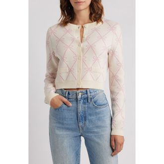 LoveShackFancy Veronika Crop Cardigan in Milk Rose at Nordstrom, Size Xx-Small
