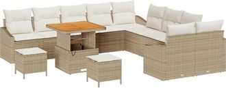vidaXL Garden Sofa Set with Cushion 13 pcs Beige Poly rattan vidaXL