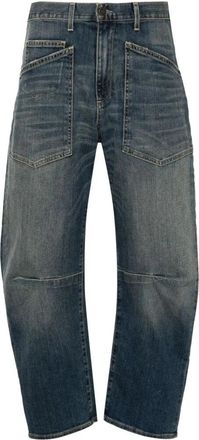 Nili Lotan Cerulean Blue Gewassen Denim Jeans - Dames - Cropped Jeans - Blauw - W24 - Denim - Jeans