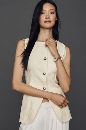 Maeve Linen Blend Cutaway Vest Jacket