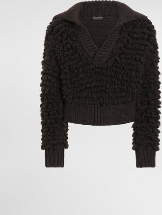 Dolce & Gabbana Fur-effect Wool Pullover - Man Sweaters And Cardigans Brown S