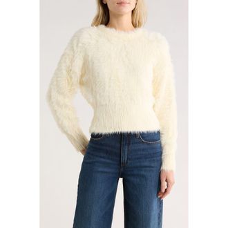 Wayf Fluffy Crop Sweater in Cream at Nordstrom Rack, Size X-Small