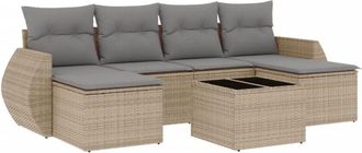 vidaXL Vidaxl - Set Sof&aacute;s De Jard&iacute;n 7 Piezas Y Cojines Rat&aacute;n Sint&eacute;tico Beige