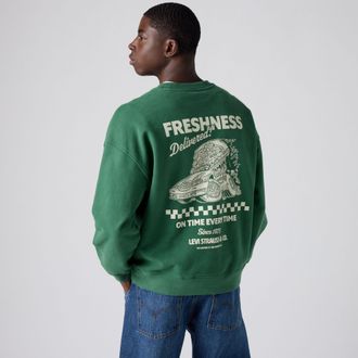 Levi's Boxy Graphic Crewneck Sweatshirt - Mens - XL - Green