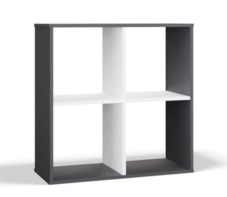 Topeshop Marion - Estanter&iacute;a Funcional Con Compartimentos Para Dormitorio/despacho/sal&oacute;n - Dimensiones: 75 X 75 X 30 - Antracita Y Blanco
