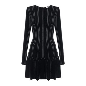 Elisabetta Franchi Origami Mini Jurk in Gebreide Stof - Dames - Jurken - Zwart - Maat: XS