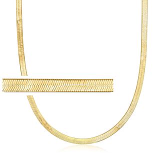 Ross-Simons Italian 4mm 18kt Gold Over Sterling Herringbone Chain Necklace