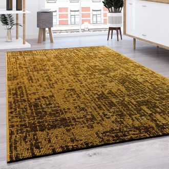 Paco Home Paco Home - Alfombra Tejido Plano Salon Moderna Lisa Color Pastel Con Flecos 60x100 Cm, Amarillo