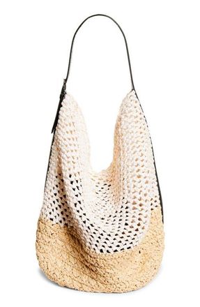 Toteme Belted Paper Straw Tote in Ecru/Vanilla at Nordstrom