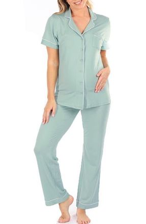 Angel Maternity Short Sleeve Maternity Pajamas in Sage Green at Nordstrom, Size Xx-Large