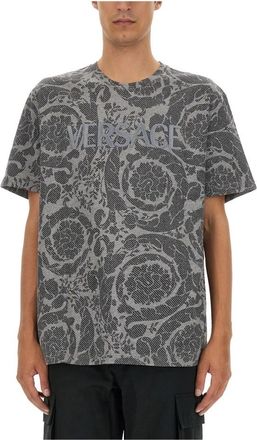 Versace Baroque Print Compact T-Shirt - Heren - T-shirts - Grijs - XL - Katoen - Tops