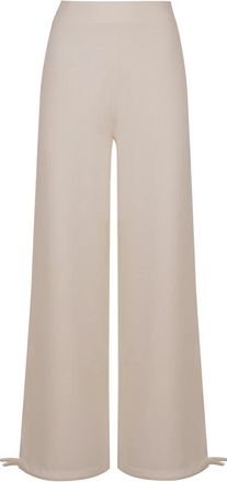 Max Mara Nigeria Wool Broeken - Dames - Wijde Broeken - Wit - S - Wol - Broeken