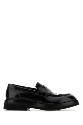 Santoni Black Leather Gunter Loafers