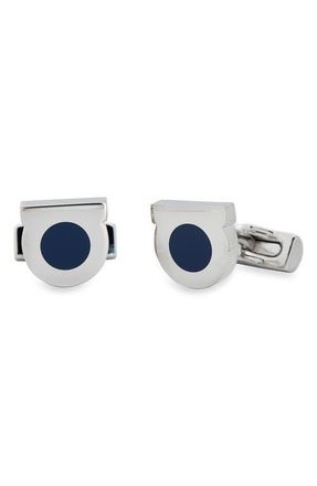 Ferragamo Gancio Cuff Links in Silver/Navy at Nordstrom