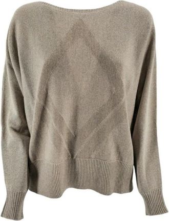 D.exterior Lurex Sand Sweater - Dames - Ronde hals truien - Bruin - XL - Truien & Vesten