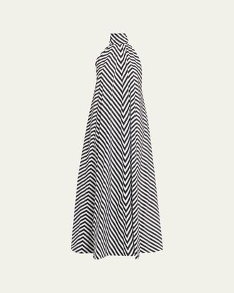 Ralph Lauren Collection Piper Striped Silk-Blend Evening Dress