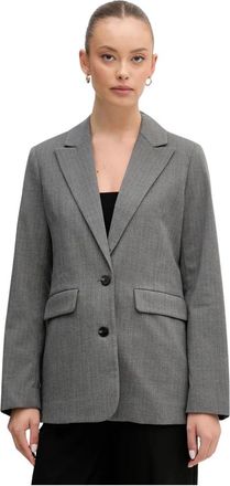 Benetton Geborduurd Jasje - Dames - Blazers - Grijs - XS - Leer - Jassen