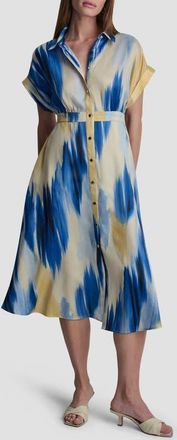 DKNY Abstract Satin Shirtdress in Sunlit Shoreline at Nordstrom, Size X-Small