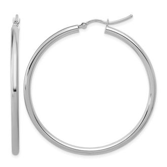 Diamond2Deal 14k Gold Polished 2.5mm Round Lightweight Tube Hoop Earrings