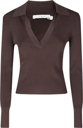 Iro Top a coste con colletto polo - - Knitwear - Donna - Marrone - XS