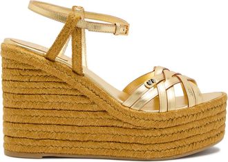 Valentino Bribri 100 Metallic Leather Espadrille Wedges - Yellow - 41 (IT41 / UK8)