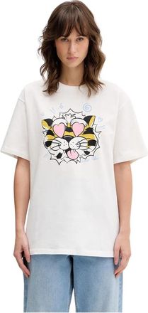 Kenzo Wild Tiger T-shirt met wijde pasvorm - Dames - T-shirts - Wit - XS - Katoen - Tops