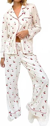 Splendid Flora Pillow Soft Pj Pant Set In Cherry Toss