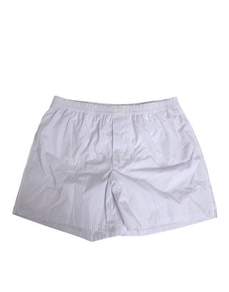 Dolce & Gabbana White Blue Cotton Striped Button Fly Shorts Mens Swimwear