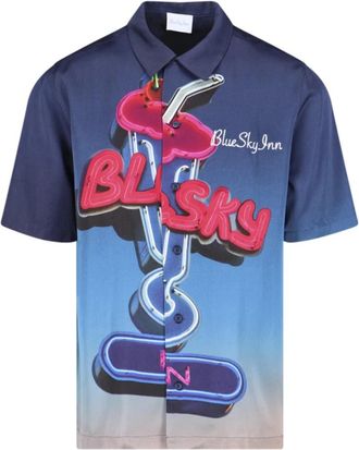 Blue Sky Inn Short Sleeve Shirts - Heren - Korte mouwen Overhemden - Blauw - S - Overhemden
