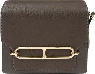 Herm&egrave;s Mini Roulis in Ebene Barenia Leather with Gold Hardware