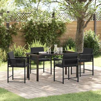 vidaXL Conjunto De Comedor De Jard&iacute;n 5 Pcs Negro Rat&aacute;n Sint&eacute;tico Vidaxl