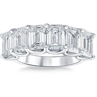 Pompeii3 6Ct TW Emerald Cut Diamond Ring U Prong Lab Grown 14k White Yellow or Rose Gold