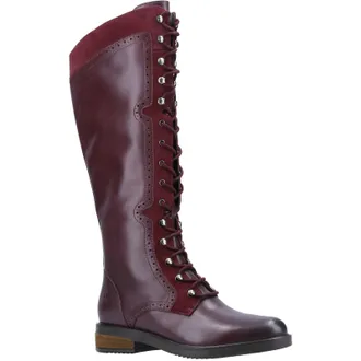 Hush Puppies Womens/Ladies Rudy Lace Up Long Leather Boot (Burgundy) - Size UK 3