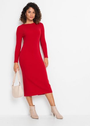 Bonprix Strickkleid BONPRIX, Damen, Gr. 40/42 (M), N-Gr, rot (tiefrot), Obermaterial: 50% Viskose, 26% Polyamid, 24% Polyester, eng, Kleider Strickkleid, f&uuml;r 