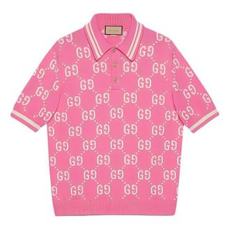 Gucci GG Cotton Intarsia Polo Shirt Pink 774077-XKCDF-5337