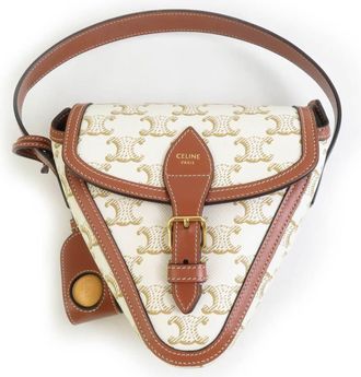 Celine Brown Off-White Silver Metal Pvc Pouch (Pre-Owned)