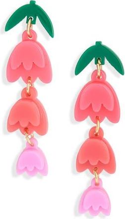 Leith Spring Tulip Linear Drop Earrings in Pink Multi- Gold at Nordstrom Rack
