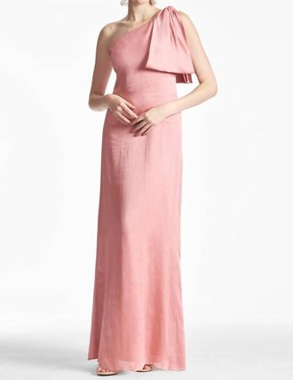 Sachin & Babi Chelsea One Shoulder Bow Gown In Rouge