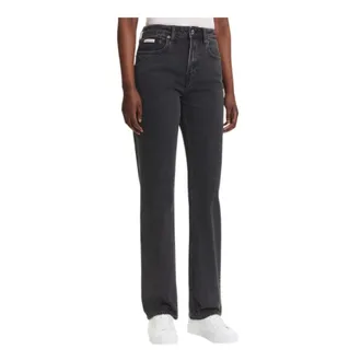 Calvin Klein Straight Jeans, female, Gray, Size: W25 High Rise Straight Jeans