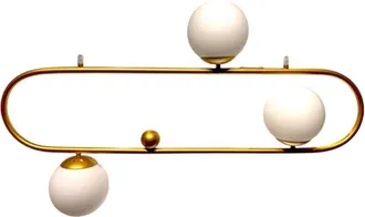 OEM Art Deco Elipse L - Sfera Lattiginosa A 3 Punte Sospesa, 90 Cm, Color Oro, Sopra Il Tavolo
